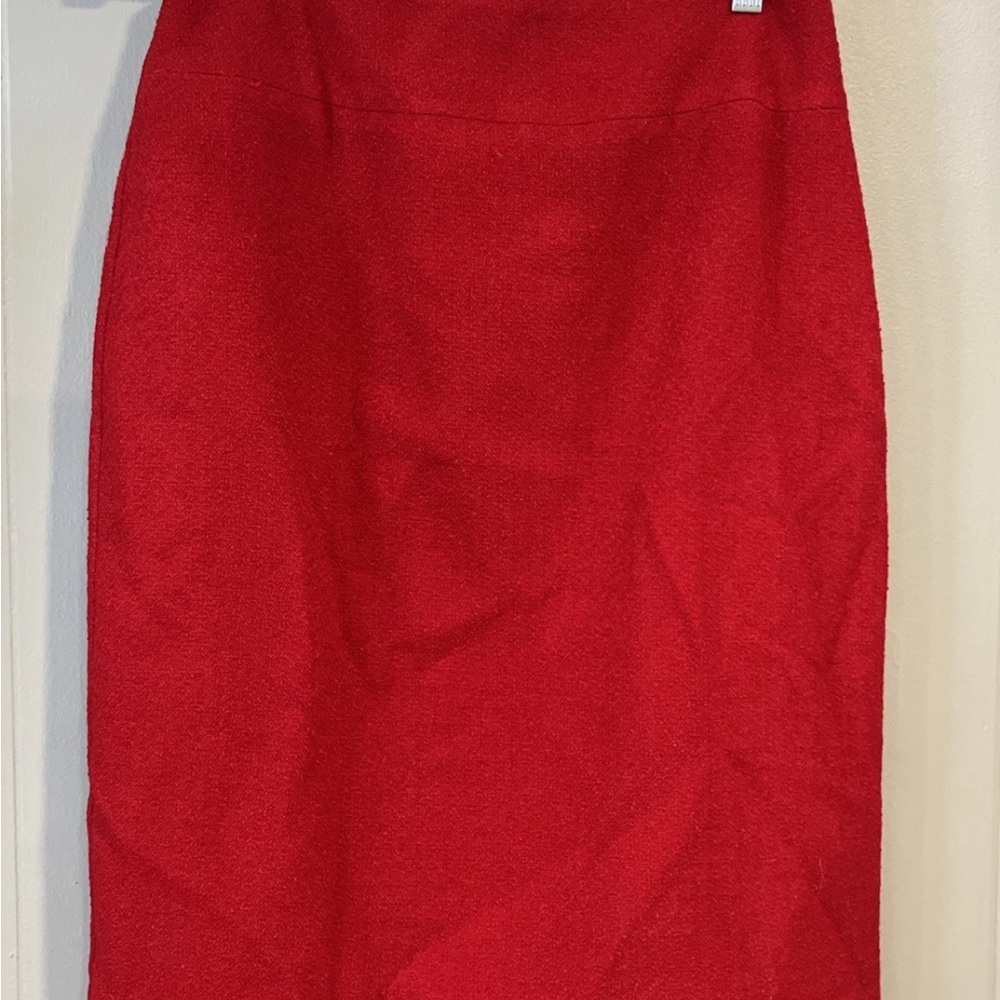 Talbots Size 8 Red Wool Blend Pencil Skirt Back Zip Slit Lined Work Wear